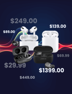 tws earbuds of various prices