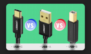 USB A to USB C to USB B Banner